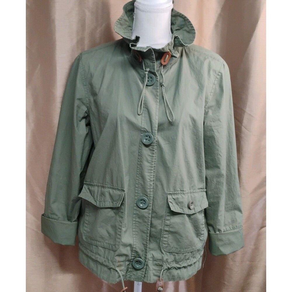 J.CREW womens Utility/military style army green snap button jacket   size 4